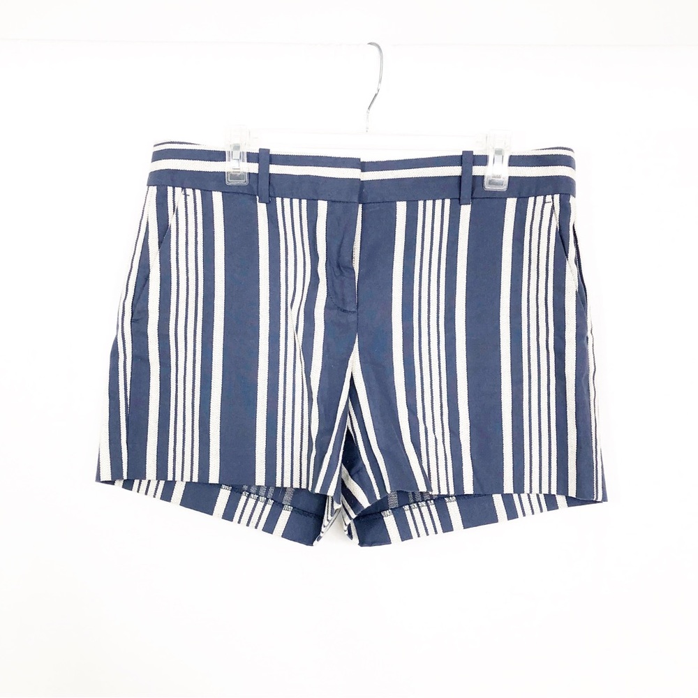 Ann Taylor High Rise Cotton Shorts, Size 8, Blue and White Striped